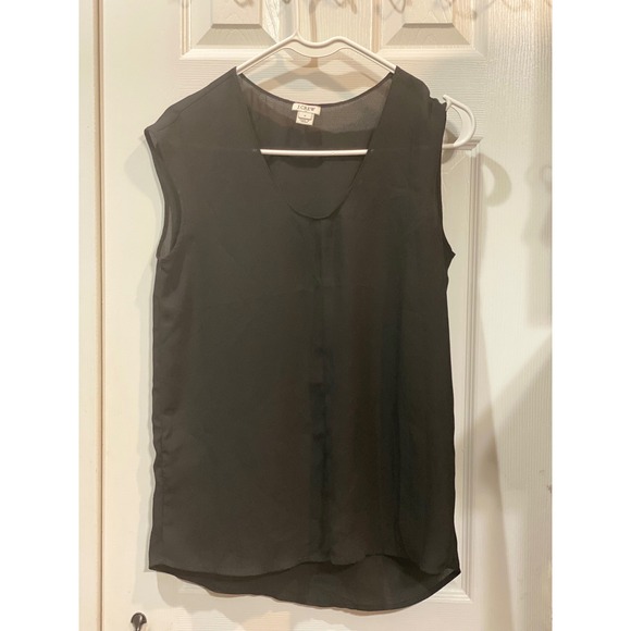 J.Crew Black Sleeveless V-Neck Blouse Top Casual‎ Everyday Size 0 - Picture 2 of 4